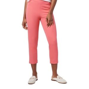 Isaac Mizrahi 24/7 Stretch Crop Pants Pockets Coral A4721350